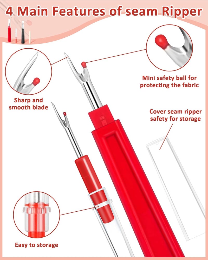 FIVEIZERO Seam Rippers for Sewing – 2 Big and 2 Small Stitch Remover Tools and 1Thread Snips - Image 3
