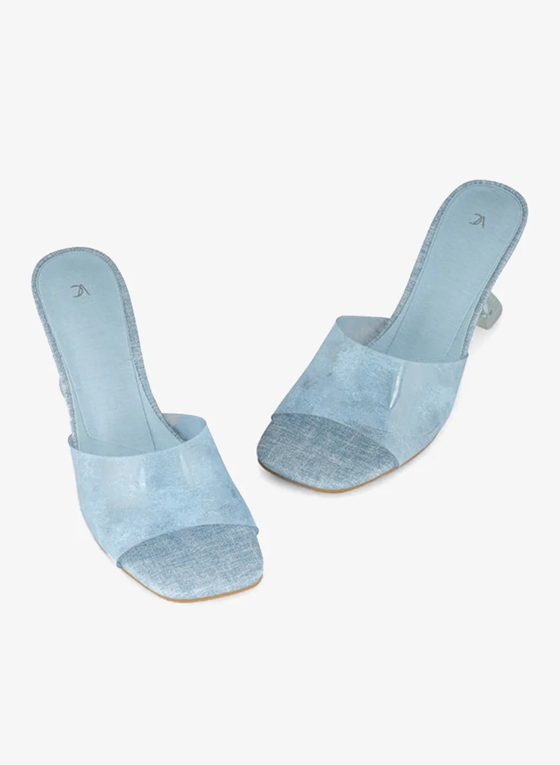 Vincci Blue Women One Strap Mid Heel Sandals for Women | Best Price UAE