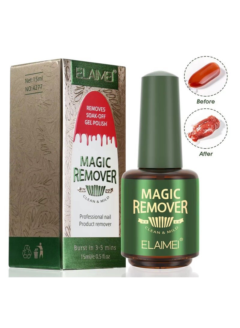 Magic Nail Polish Gel  Remover, Easily & Quickly Soaking or Wrapping Professional Nail Polish Remover 15ml
