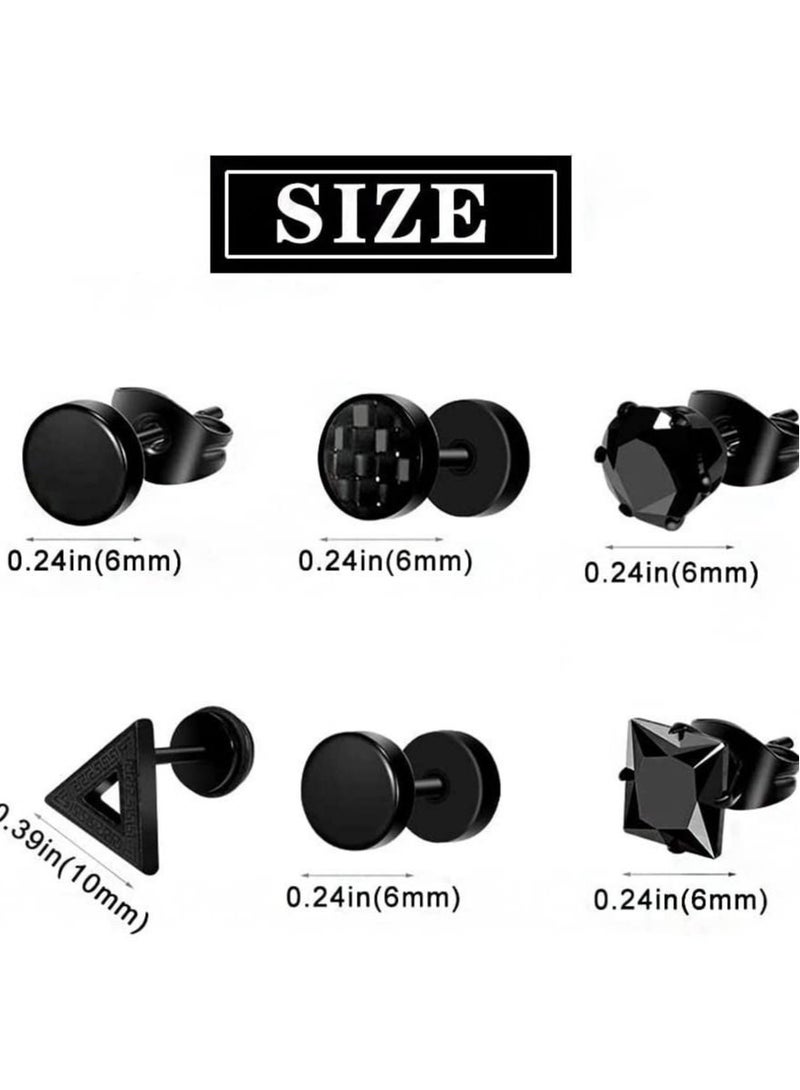 Captaintech Earrings for Men Black Stud Earrings Men's - Image 2