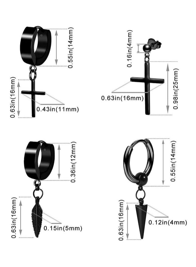 Captaintech Earrings for Men Black Stud Earrings Men's - Image 3