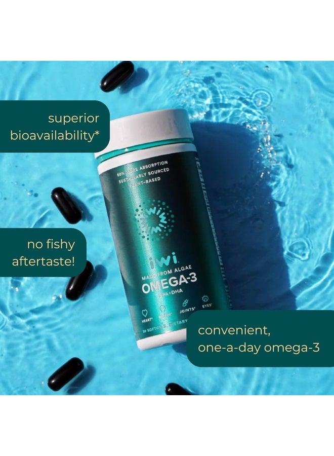 Iwi Life Omega-3, 30 Softgels (30 Servings), Vegan Plant-Based Algae Omega 3 with EPA + DHA, Whole-Body Support Dietary Supplement, Krill & Fish Oil Alternative, No Fishy Aftertaste  - Image 4
