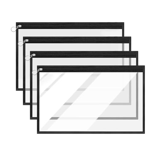 Ynaquest Clear Zipper Pouches, 4 PCS Plastic Organizer Bags PVC Waterproof Envelopes Clear Pouch Bags Zipper Bags Multi-Purpose Makeup Bag for Cosmetics Document FileTravel Office Home Organize 11.5" x 7" - Image 1