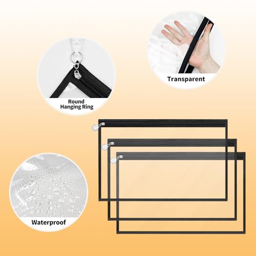 Ynaquest Clear Zipper Pouches, 4 PCS Plastic Organizer Bags PVC Waterproof Envelopes Clear Pouch Bags Zipper Bags Multi-Purpose Makeup Bag for Cosmetics Document FileTravel Office Home Organize 11.5" x 7" - Image 3