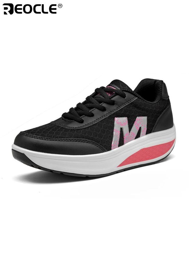 ريوكل أحذية رياضية نسائية بتصميم نعل سميك وأحذية جيم من قماش شبكي قابل للتنفس مع قوة جذب غير قابلة للانزلاق للجري والتدريب المتقاطع - Image 2