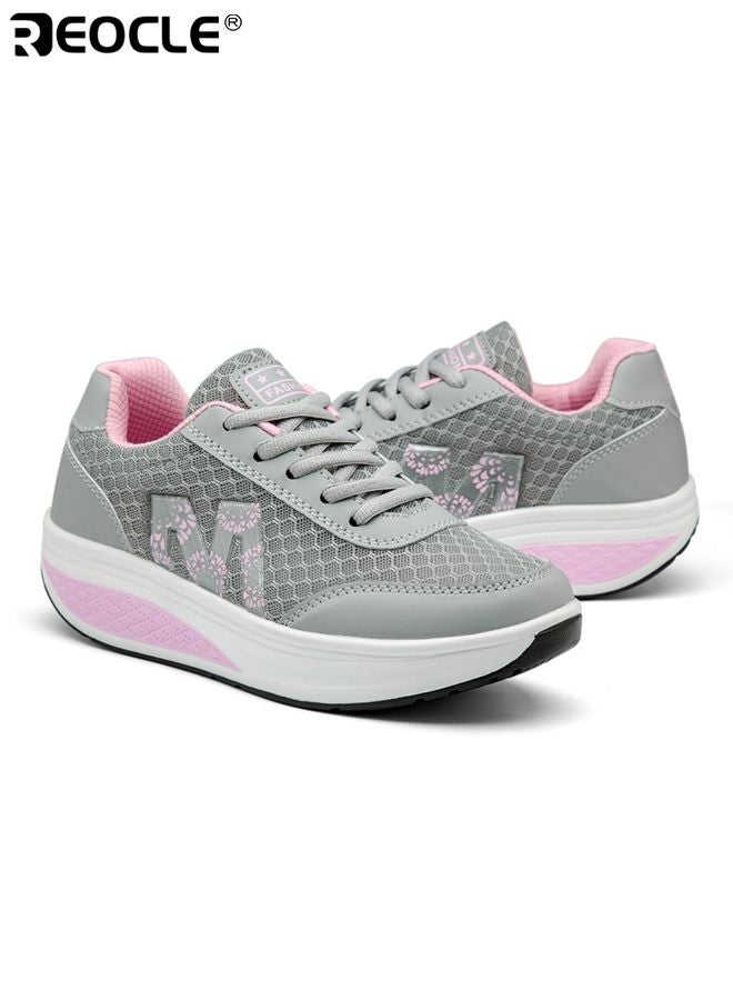 ريوكل أحذية رياضية نسائية بتصميم نعل سميك وأحذية جيم من قماش شبكي قابل للتنفس مع قوة جذب غير قابلة للانزلاق للجري والتدريب المتقاطع - Image 5