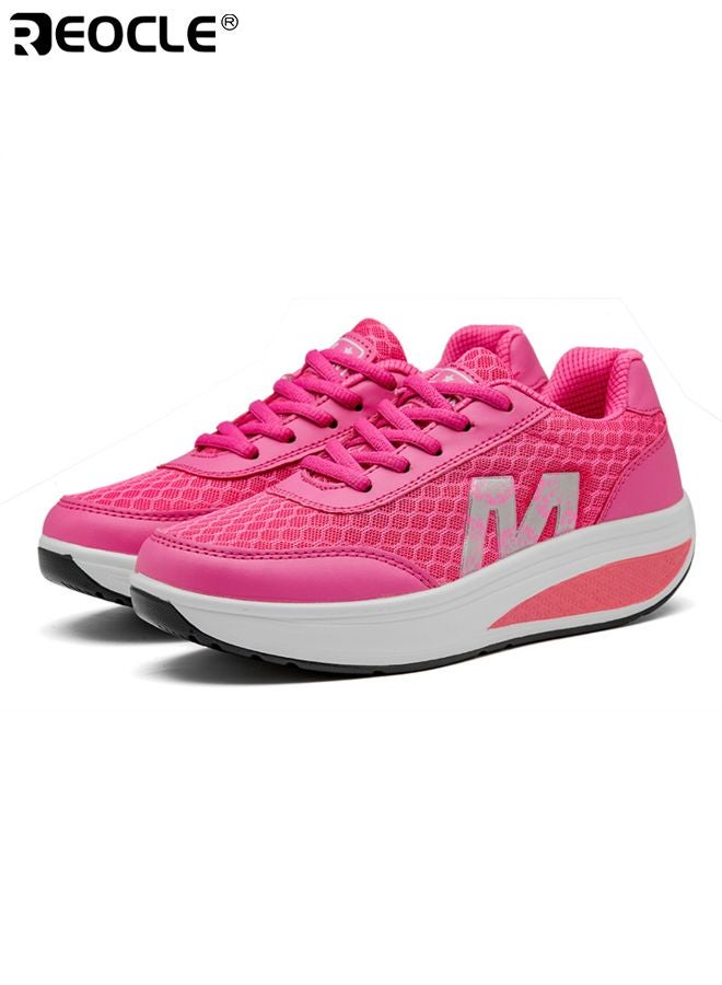 ريوكل أحذية رياضية نسائية بتصميم نعل سميك وأحذية جيم من قماش شبكي قابل للتنفس مع قوة جذب غير قابلة للانزلاق للجري والتدريب المتقاطع - Image 4