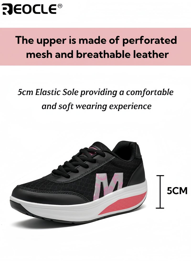 REOCLE Women's Athletic Sneakers with Chunky Sole Design and Breathable Mesh Gym Shoes with Non-Slip Traction for Running Cross Training - Image 2