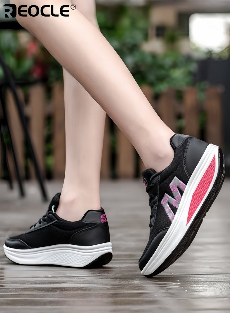 REOCLE Women's Athletic Sneakers with Chunky Sole Design and Breathable Mesh Gym Shoes with Non-Slip Traction for Running Cross Training - Image 5