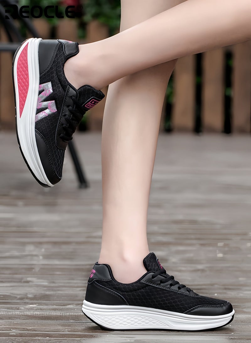 REOCLE Women's Athletic Sneakers with Chunky Sole Design and Breathable Mesh Gym Shoes with Non-Slip Traction for Running Cross Training - Image 4