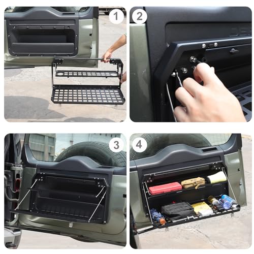 HAPPYHORSE Tailgate Table Compatible with Land Rover Defender 90 110 130 2020-2025 Tailgate Camping Table Foldable Table Cargo Shelf Storage Rack Accessories (Double Layer) - Image 4