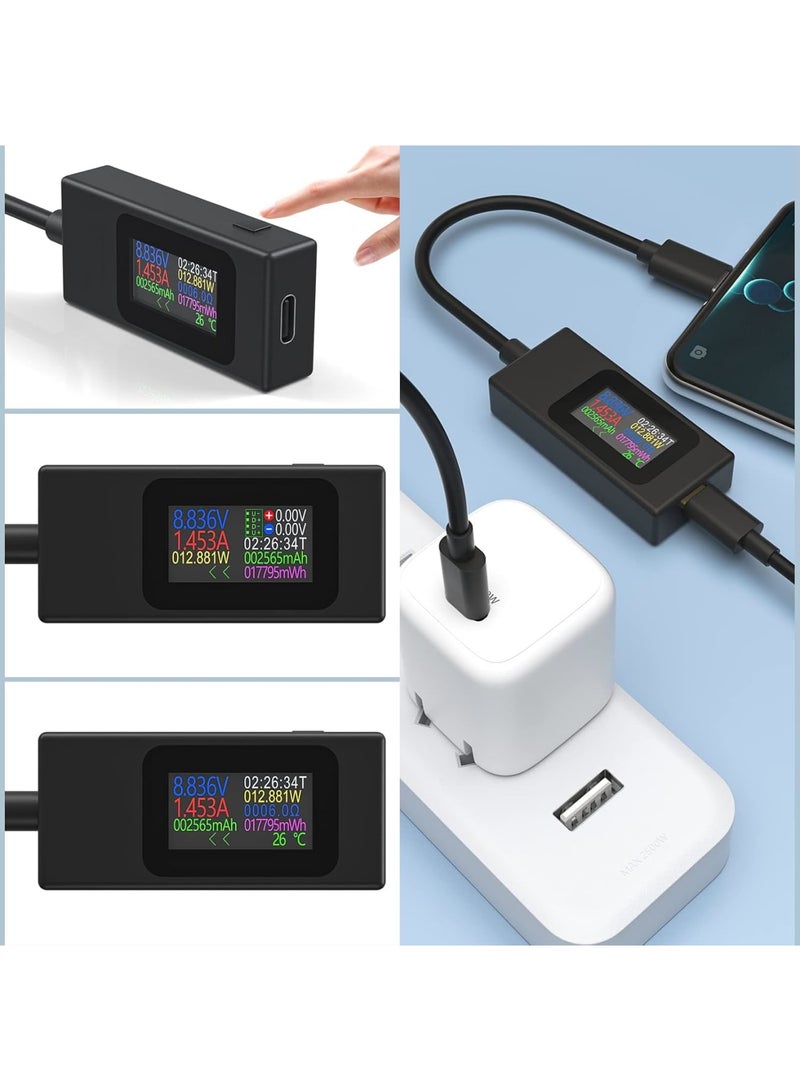 Cobest USB C Power Meter Testers, Type C Voltage and Current Tester Meter, USB C Voltage Current Voltmeter Amp Volt Ammeter Detector USB Cable Charger Indicator - Image 3
