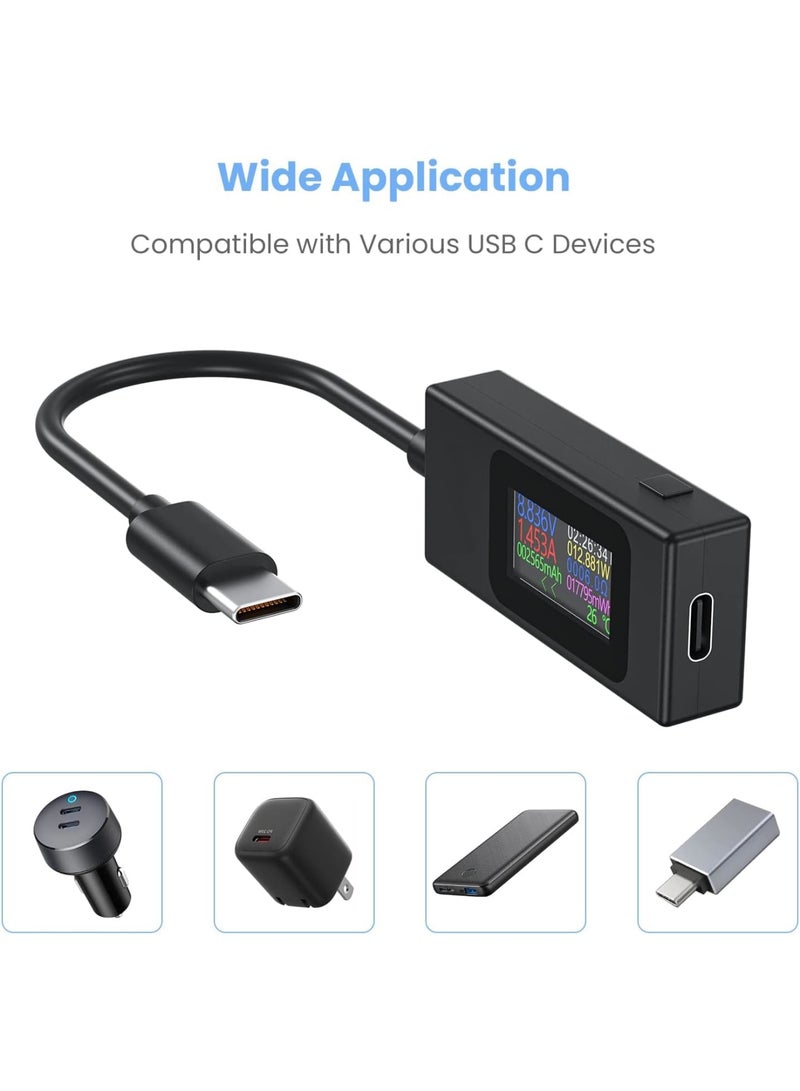 Cobest USB C Power Meter Testers, Type C Voltage and Current Tester Meter, USB C Voltage Current Voltmeter Amp Volt Ammeter Detector USB Cable Charger Indicator - Image 4