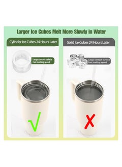 KASTWAVE Ice Cube Tray for Stanley Cup, Silicone Ice Cube Mold with Spill-Resistant Lid, 3 Hollow Cylinder Ice Cube Molds for 20-40 oz Tumblers, BPA Free, Ice Cube Trays for Freezer Drinks Whiskey, Green  - Image 2