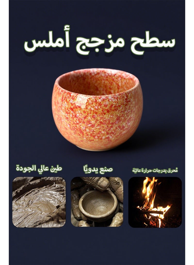 طقم ٥ قطع أكواب شاي سيراميك, فناجين إسبرسو خزفية ٢٠٠ مل بألوان متعددة - Image 2