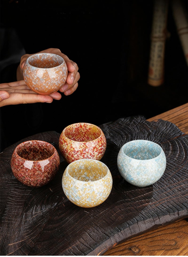 طقم ٥ قطع أكواب شاي سيراميك, فناجين إسبرسو خزفية ٢٠٠ مل بألوان متعددة - Image 1