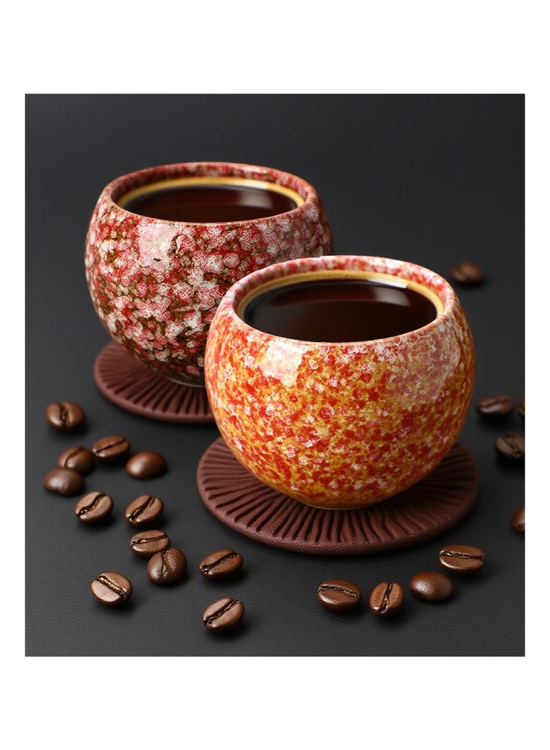 طقم ٥ قطع أكواب شاي سيراميك, فناجين إسبرسو خزفية ٢٠٠ مل بألوان متعددة - Image 5