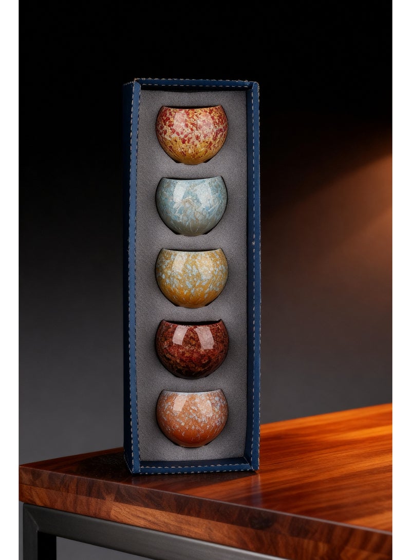 طقم ٥ قطع أكواب شاي سيراميك, فناجين إسبرسو خزفية ٢٠٠ مل بألوان متعددة - Image 4