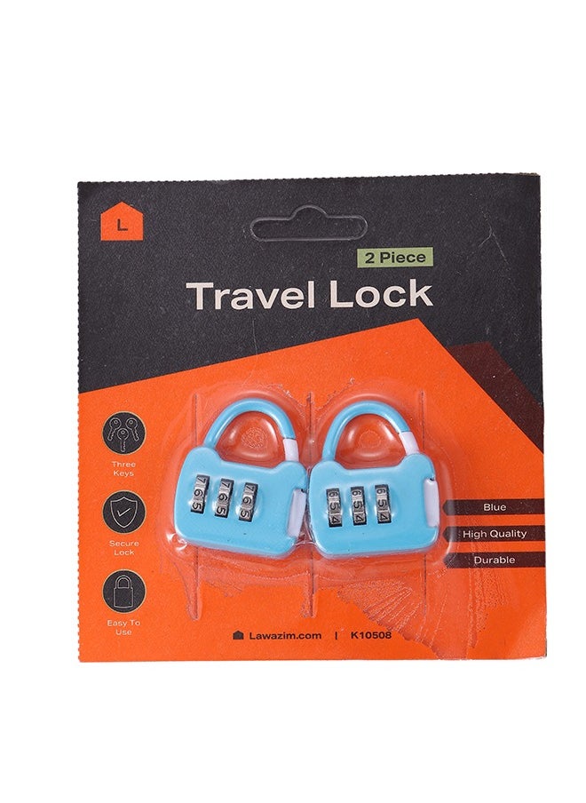 LAWAZIM Travel lock - Blue 2 Piece | Digit Combination Padlocks with a Hardened Steel Shackle - Travel Locks for Suitcases & Baggage  - Image 4