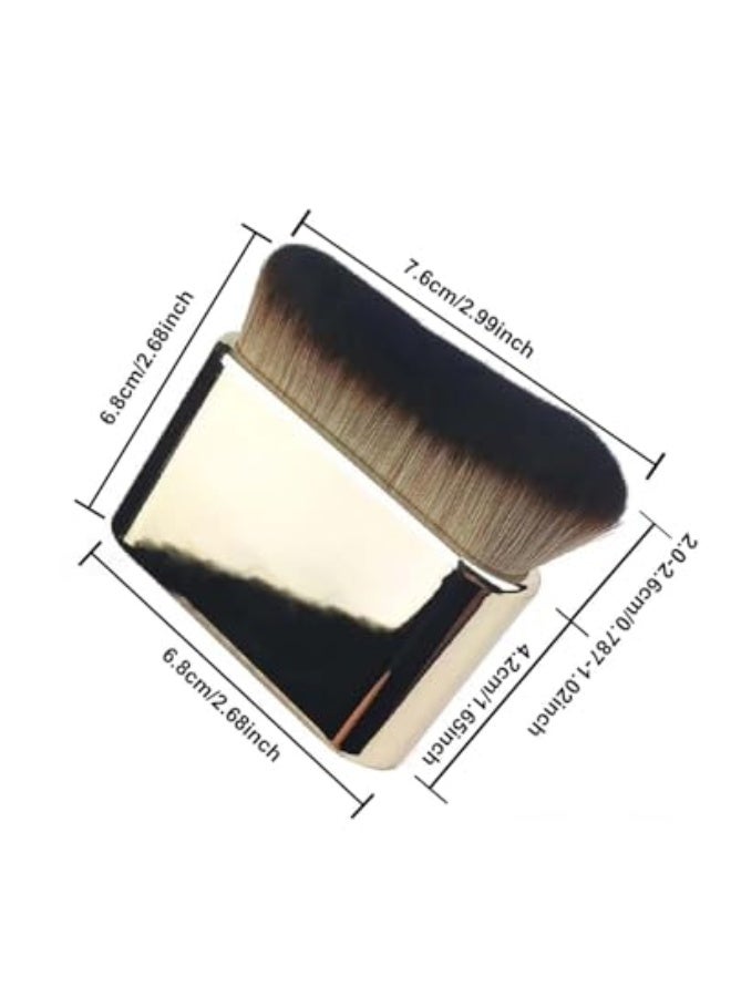 فرشاة تجميل نسائية بسطح مرآة مطلي بالكهرباء، فرشاة متعددة الوظائف بشعيرات ناعمة، فرشاة لجسم، فرشاة بودرة فضفاضة، أداة فرشاة للحمرة، ذهبية LCC855-01 - Image 2