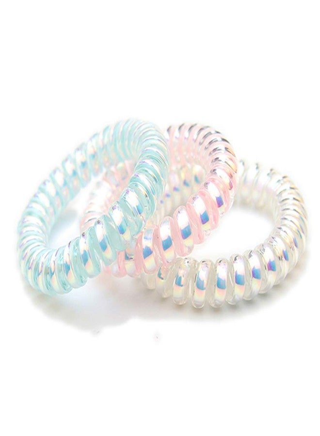 FAMEZA Elastic Telephone Wire Wrapped Cloth Design Hair Band Ponytail Holder (Multicolor) Set of 3 - Image 1