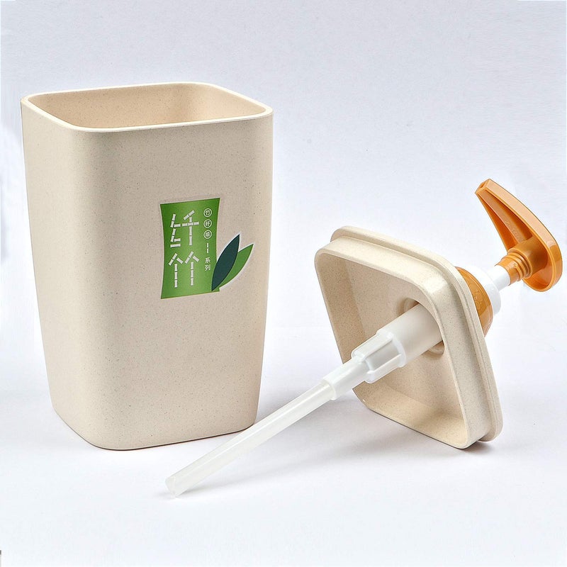 Ladila Ladila Bamboo Liquid Pump Soap Dispenser Hand-Washing Bottle for Bathroom, Bamboo Fiber Elegant Cubic Soap, Lotion, Gel and Shampoo Dispenser  - Image 1