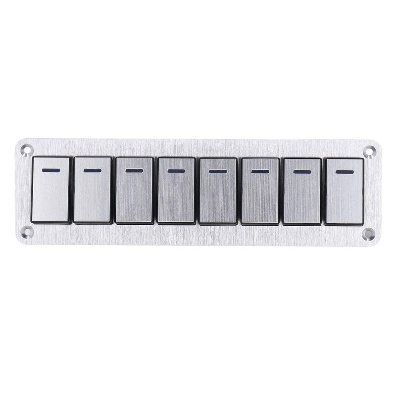 8 Gang Rocker Switch Panel Blue LED 12V 24V Aluminum Alloy for Car RV Bus Trailer - Image 4