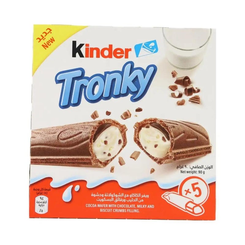 Kinder Tronky Cocoa Wafer with Chocolate Milk Filling Bar- 90gms - Image 1