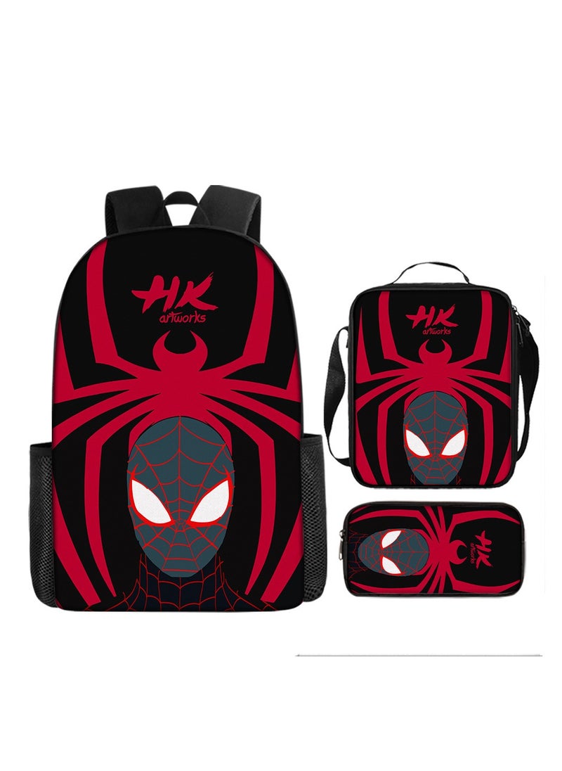 Generic - Spider-Man 3-Piece Set (Backpack + Crossbody Bag + Pencil Case) - Large Capacity Print for Boys, School Kids - Breathable, Waterproof, Durable, Shock-Absorbing, Load-Reducing - Image 1
