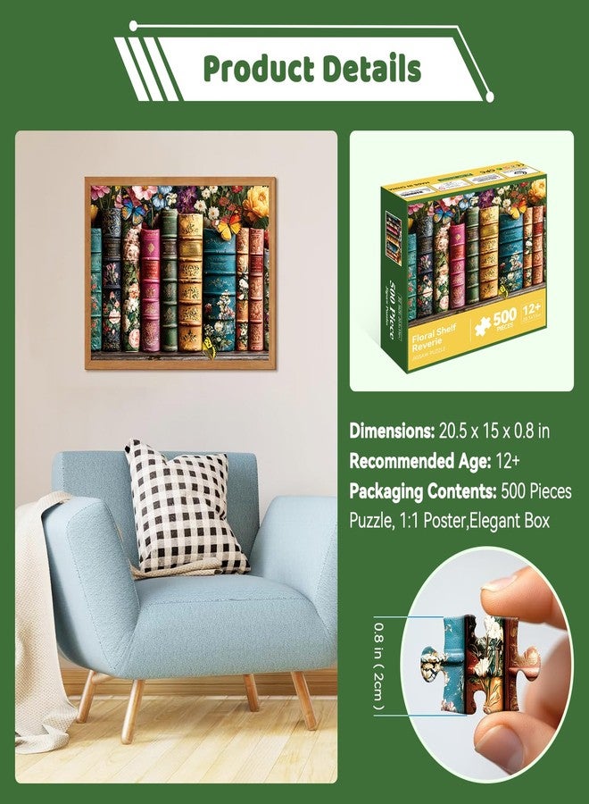 EIYRURU 500 Piece Jigsaw Puzzle for Adults, Plant Floral Jigsaw Puzzles 500 Pieces, Vintage Books Wildflower Pages Puzzles for Adults 500 Pieces, Challenging Perfect for Game Nights, 20.5 X 15 in - Image 4