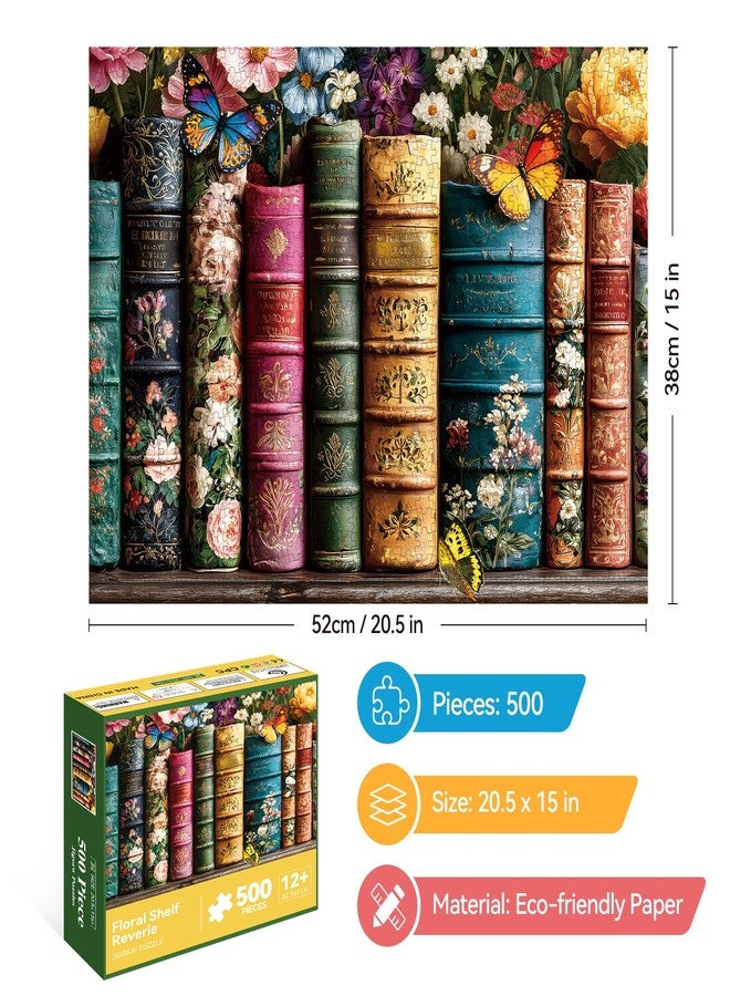 EIYRURU 500 Piece Jigsaw Puzzle for Adults, Plant Floral Jigsaw Puzzles 500 Pieces, Vintage Books Wildflower Pages Puzzles for Adults 500 Pieces, Challenging Perfect for Game Nights, 20.5 X 15 in - Image 2