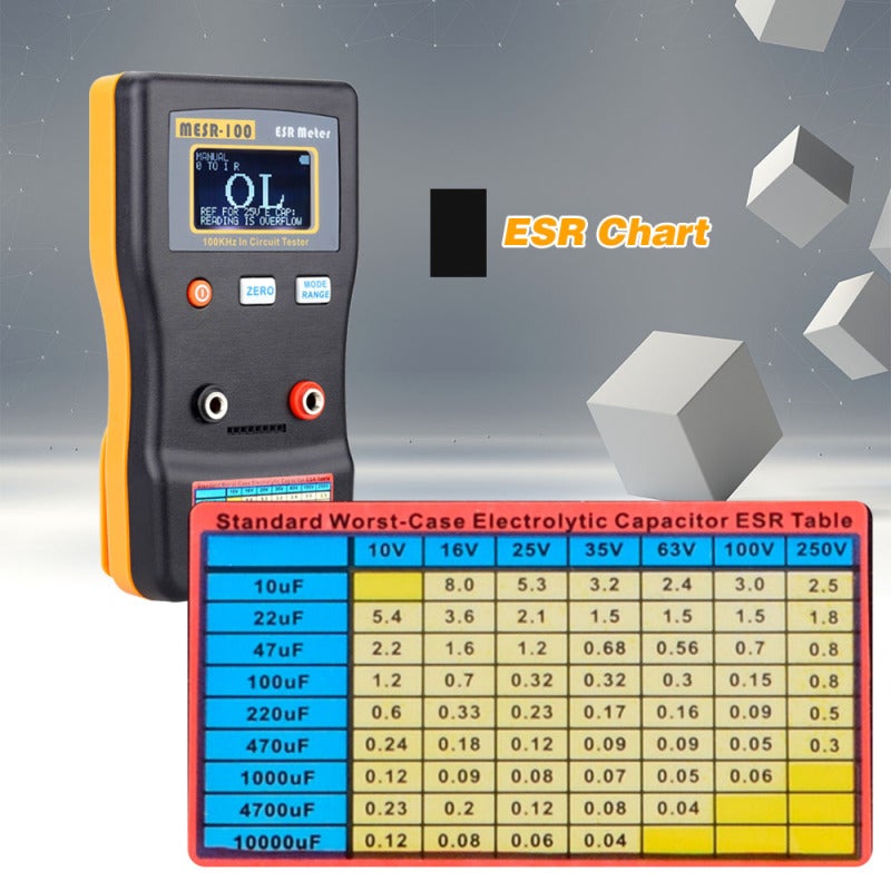 MESR-100 ESR Capacitor Tester Ohm Meter Professional Measuring Internal Resistance of Capacitor Capacitance Circuit Tester Capacitor Meter with SMD Test Clip - Image 2
