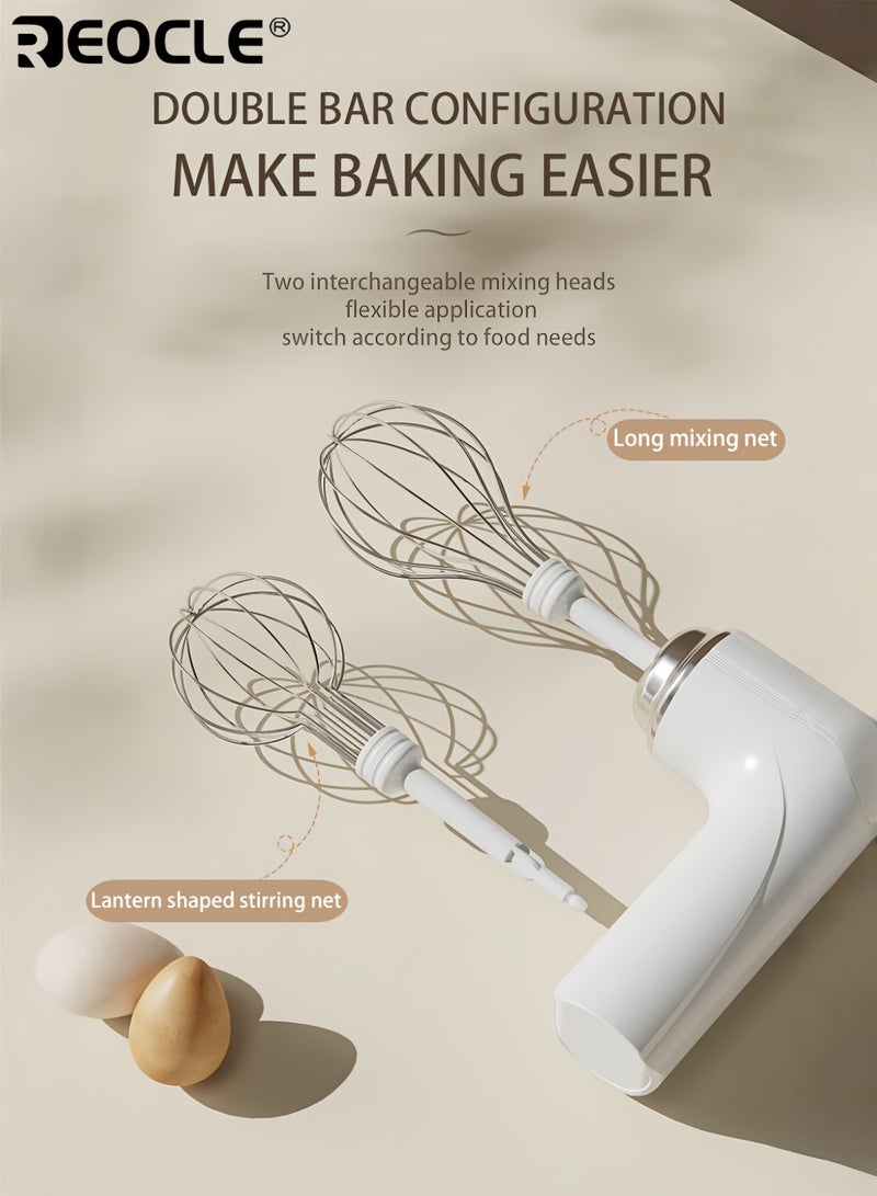 REOCLE Wireless Handheld Electric Egg Beater USB Cordless Operation Lightweight Design Stainless Steel Portable Electric Mixer ldeal for Home Professional Bakers - Image 2