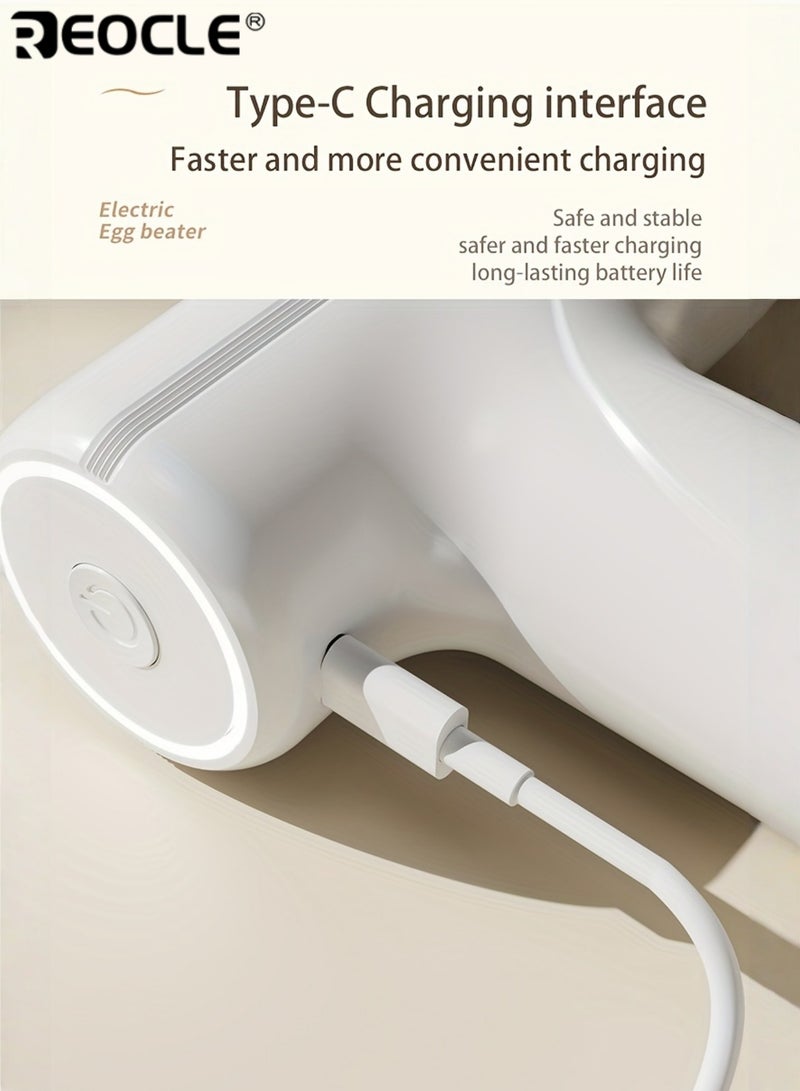 REOCLE Wireless Handheld Electric Egg Beater USB Cordless Operation Lightweight Design Stainless Steel Portable Electric Mixer ldeal for Home Professional Bakers - Image 5
