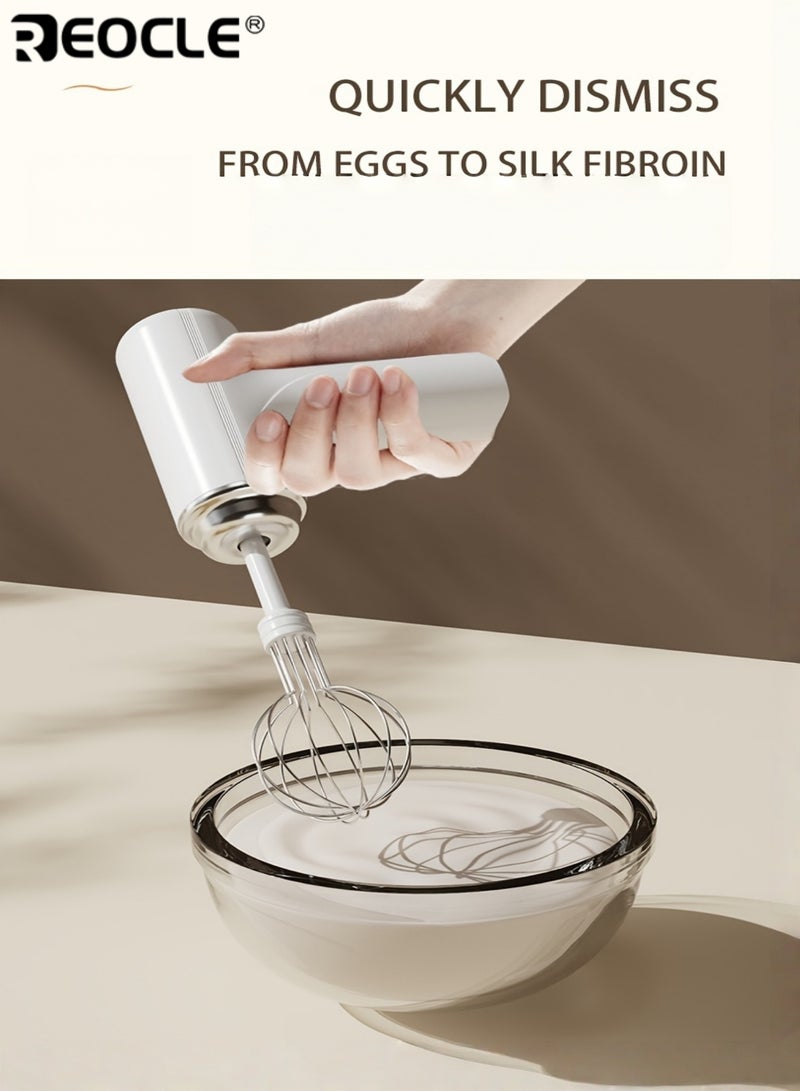 REOCLE Wireless Handheld Electric Egg Beater USB Cordless Operation Lightweight Design Stainless Steel Portable Electric Mixer ldeal for Home Professional Bakers - Image 4
