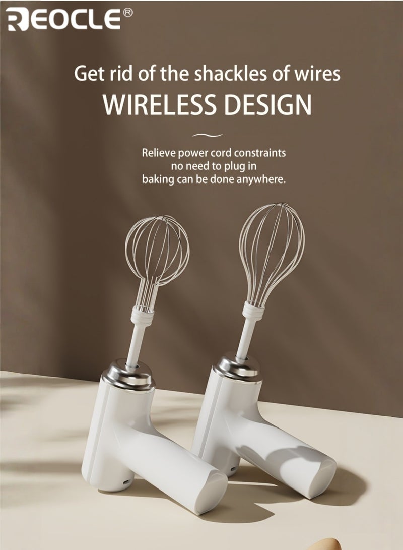 REOCLE Wireless Handheld Electric Egg Beater USB Cordless Operation Lightweight Design Stainless Steel Portable Electric Mixer ldeal for Home Professional Bakers - Image 3