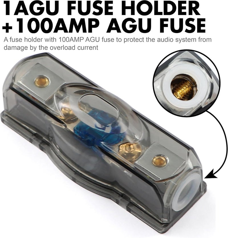 Taxutor True 0 Gauge CCA Amplifier Wiring Kit 3000W Complete - 1/0 AWG Car Audio Power Cable with Fuse Holder & RCA - Image 5