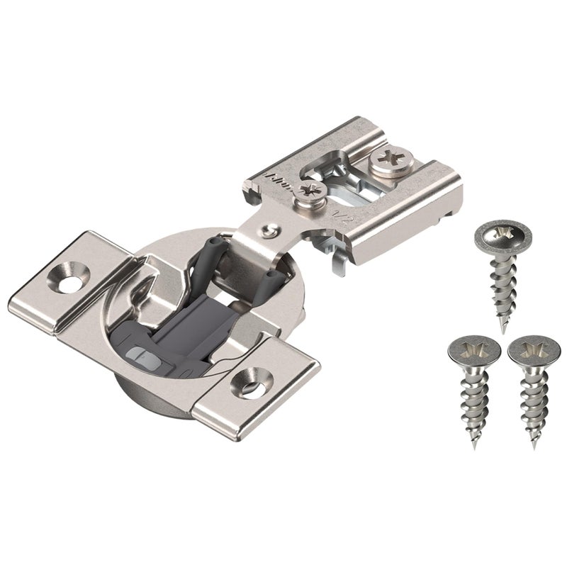 Blum Compact BLUMOTION Hinge (10 Kits), 1/2" Overlay, 105Â° Opening Angle, Steel, Integrated Soft-Close Hinges for Face Frame Cabinets - Image 1