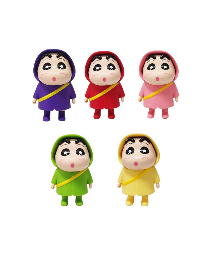 Q Version Cute Raincoat Kawaii Small Handheld Anime Figurine Toy Peripheral Trendy Car Ornament Desktop Gift-Color:Yellow Raincoat Small Box - Image 2