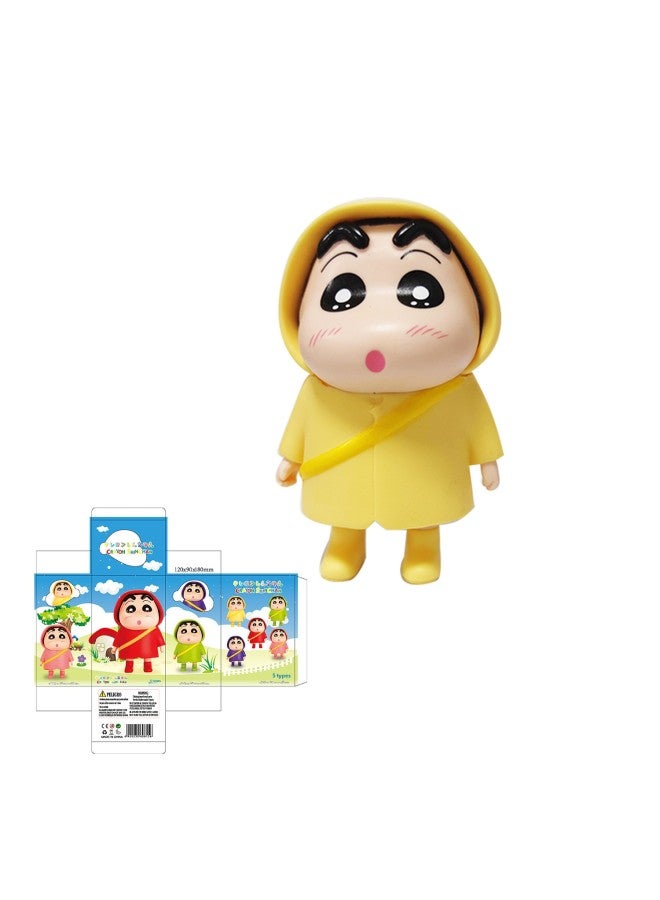 Q Version Cute Raincoat Kawaii Small Handheld Anime Figurine Toy Peripheral Trendy Car Ornament Desktop Gift-Color:Yellow Raincoat Small Box - Image 1