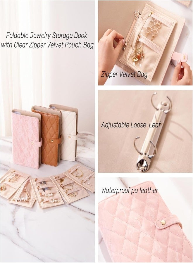 VPGS Travel Jewelry Organizer Case, Velvet Jewelry Pouches Bags with Zipper, Travel Jewelry Holder for Rings,Necklace,Earrings,or Travel Gifts for Women(Pink) - Image 3