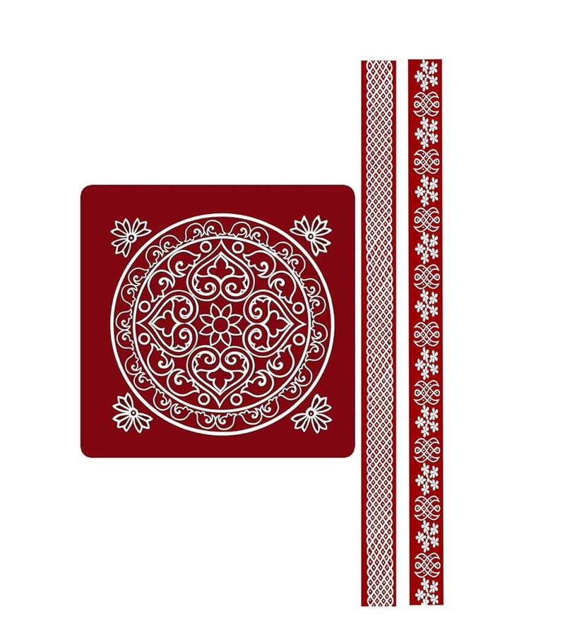 Asfaa Enterprises Rangoli Kolam Stickers Traditional Designs for Door Entrance Floor Tiles Stickers 15x15inch1pic 30x22pic Pack of 3pics MB1MP2  - Image 1