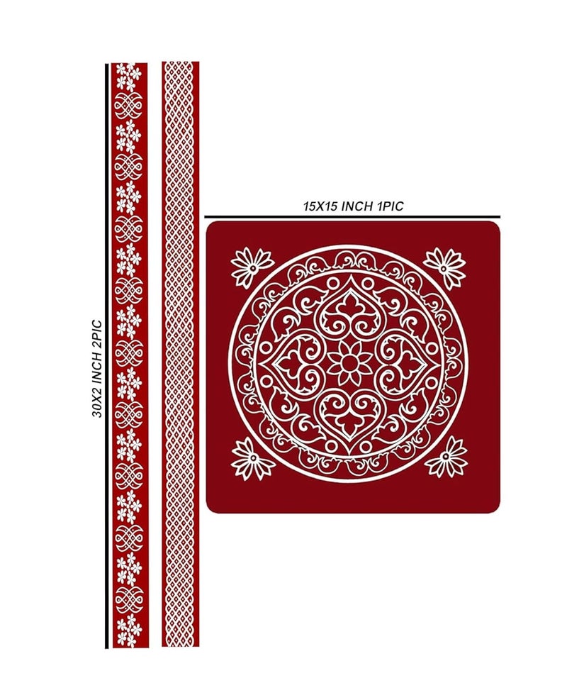 Asfaa Enterprises Rangoli Kolam Stickers Traditional Designs for Door Entrance Floor Tiles Stickers 15x15inch1pic 30x22pic Pack of 3pics MB1MP2  - Image 2