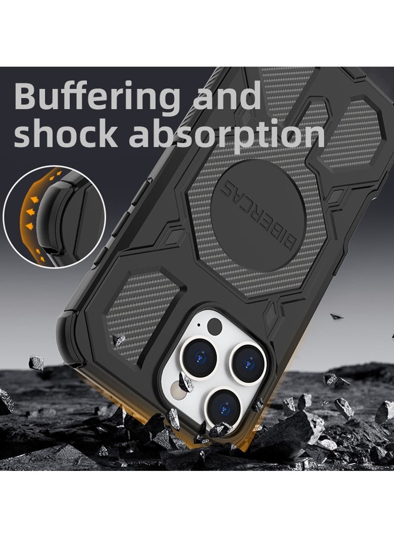 BIBERCAS For iPhone 16 Pro Max Case Compatible with MagSafe Anti Drop TPU + PC Phone Cover - Black - Image 2