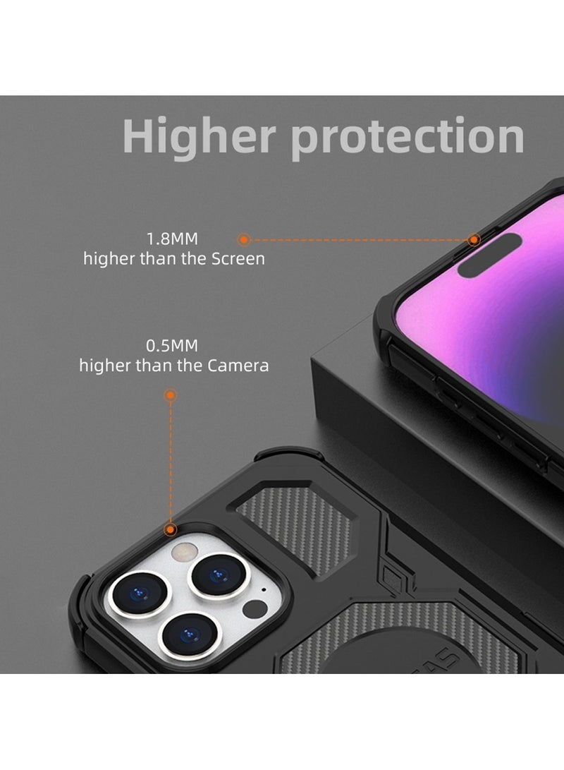 BIBERCAS For iPhone 16 Pro Max Case Compatible with MagSafe Anti Drop TPU + PC Phone Cover - Black - Image 4