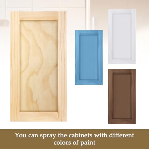 Cinnvoice 2 Pcs 12'' W x 24'' H Unfinished Pine Kitchen Cabinet Door Replacement with 4 Pcs Cabinet Hinges Wood Shaker Door Front Replacement for Kitchen, Bathroom, Vanity - Image 3