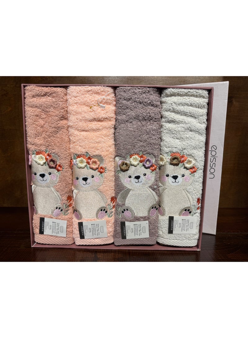 فوط اطفال 100% قطن خامه عاليه الجوده عبوه من ٤ فوط مطرزه - Image 3