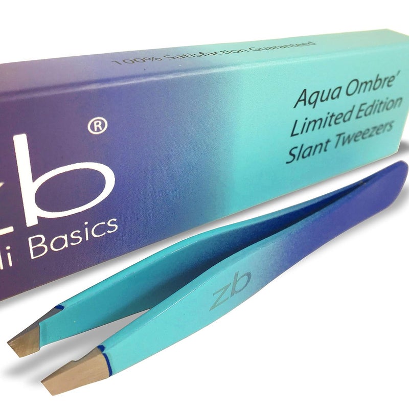 Tweezers  Limited Edition Aqua Ombr Slant Tweezer  Best Tweezers for Eyebrow Hair Removal and Your Precision Needs