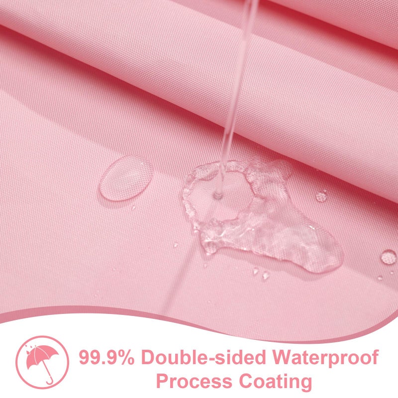 ORTIGIA Pink Scalloped Shower Curtain, Cute Pink Ruffle Shower Curtains Boho Pretty Aesthetic Preppy Waterproof Fabric Girls Bath Bathroom Decor with Metal Hook 72 W x 72 H Inch - Image 4