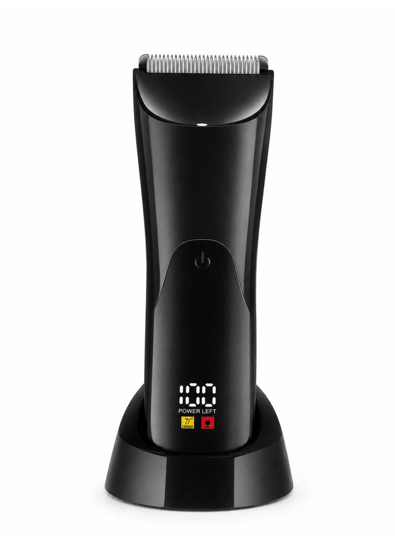 HB Electric body shaver for men, for shaving sensitive areas and the body, low noise ceramic blades, wet and dry shaver with front light - Image 4
